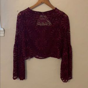 Bell sleeve cropped blouse